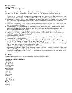 American Studies The Great Gatsby End of Novel Discussion