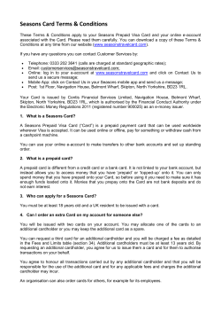 Terms and conditions - Seasons Travel Card
