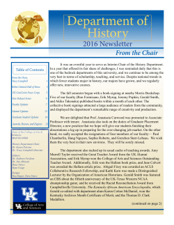 2016 Newsletter - History