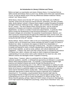 An Introduction to Literary Criticism and Theory