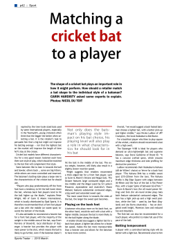 Matching a cricket bat to a player - Sport and Recreation South Africa