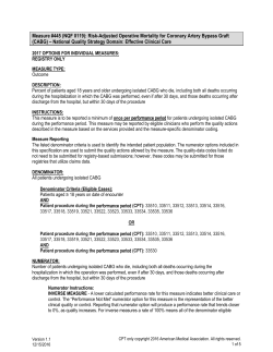#445 NQF #0119: Risk-Adjusted Operative Mortality for Coronary