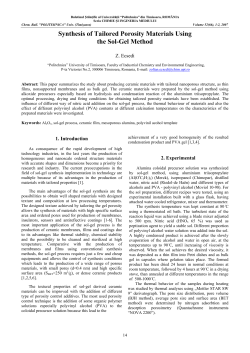 Synthesis of Tailored Porosity Material Using the Sol