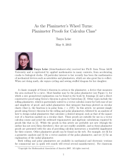 As the Planimeter`s Wheel Turns: Planimeter Proofs for Calculus Class