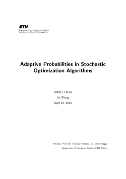Adaptive Probabilities in Stochastic Optimization - ETH E