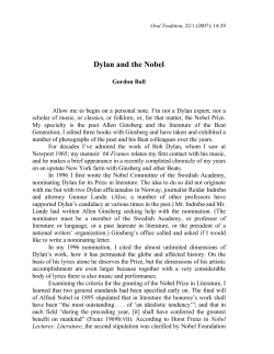 Dylan and the Nobel - Oral Tradition Journal