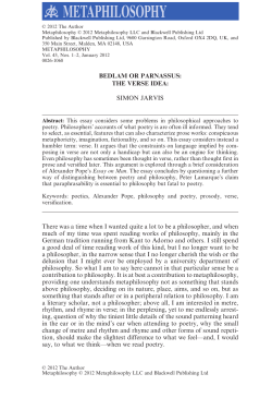 Bedlam or Parnassus: The Verse Idea