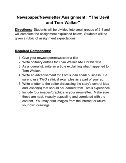 Newspaper/Newsletter Assignment: &ldquo;The Devil and Tom Walker&rdquo;