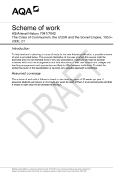AS and A-level History Scheme of work Paper 2T