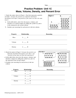 Practice Problem- Unit 1C Mass, Volume, Density, and Percent Error