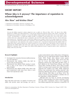 SHORT REPORT Whose idea is it anyway? The importance of