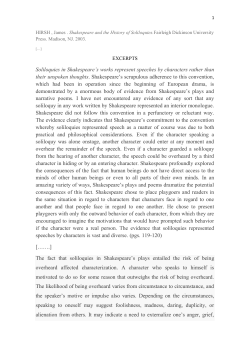 Soliloquies in Shakespeare`s works represent speeches by