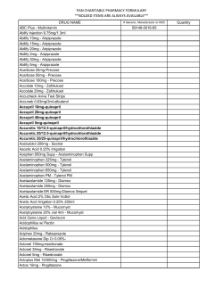 PAN CHARITABLE PHARMACY FORMULARY **BOLDED ITEMS