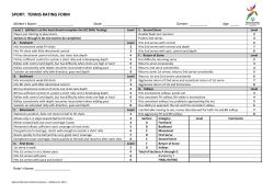 tennis rating form - Special Olympics National Games