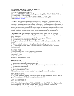 ENG 101: INTRODUCTION TO LITERATURE