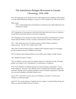 The Indochinese Refugee Movement to Canada Chronology 1954