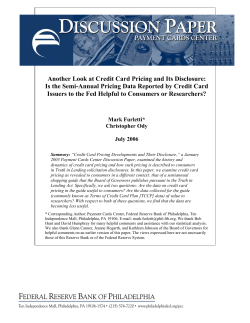 Another Look at Credit Card Pricing and Its Disclosure