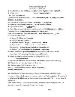 1. Dist:-North Goa PS Old Goa Year 2017 FIR No. 29