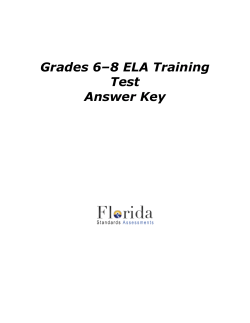 Grades 6&ndash;8 ELA Training Test Answer Key