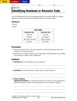 Identifying Dominant or Recessive Traits