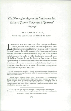 The Diary of an Apprentice Cabinetmaker: Edward Jenner