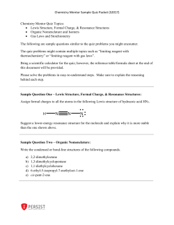 Chemistry Mentor Sample Quiz Packet (S2017) Chemistry Mentor