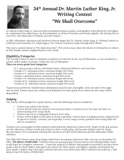 34th AnnualDr. Martin Luther King, Jr. Writing Contest &ldquo;We