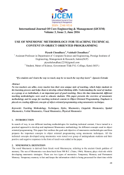use of mnemonic methodology for teaching technical