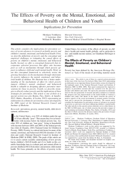 The Effects of Poverty on the Mental, Emotional, and Behavioral