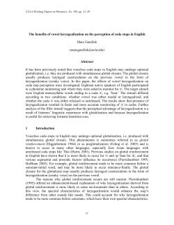 The benefits of vowel laryngealization on the perception of coda