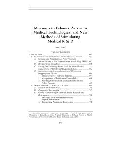 Measures to Enhance Access to Medical Technologies, and New