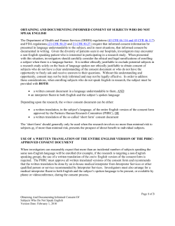 Obtaining and Documenting Informed Consent of Non