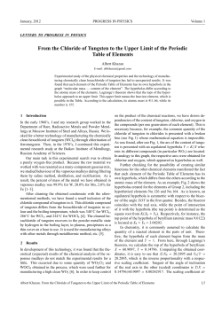 From the Chloride of Tungsten to the Upper Limit of the Periodic