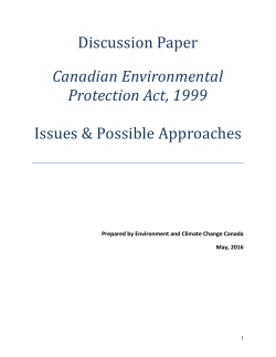 Discussion Paper Canadian Environmental Protection Act, 1999