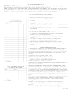 BALANCING YOUR CHECKBOOK BEFORE YOU START: Please