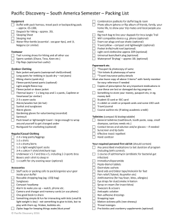 Pacific Discovery – South America Semester – Packing List