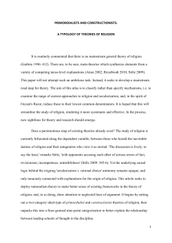 PRIMORDIALISTS AND CONSTRUCTIONISTS: A TYPOLOGY OF