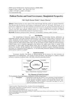 Political Parties and Good Governance: Bangladesh