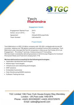 Engagement Details Project Details Tech Mahindra is a USD 3.9