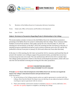 To: Members of the Balboa Reservoir Community Advisory