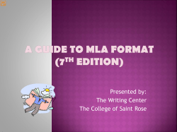 Presented by: The Writing Center The College of Saint Rose