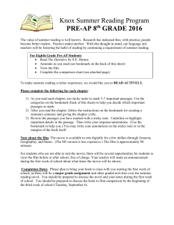 Knox Summer Reading Program PRE