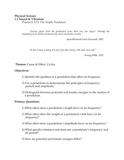 Pre SV2 The Simple Pendulum