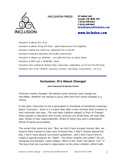 Inclusion: It`s About Change!