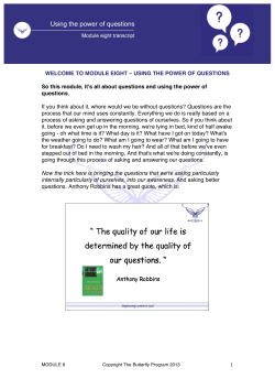 1 WELCOME TO MODULE EIGHT &ndash; USING THE POWER OF
