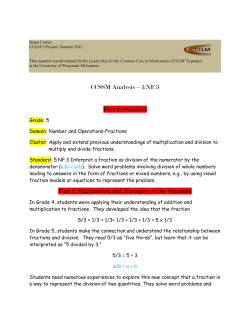 CCSSM Analysis &ndash; 5.NF.3 Part 1: Standard Part 2: Explanation and