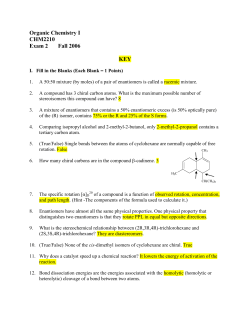 Organic Chemistry I CHM2210 Exam 2 Fall 2006