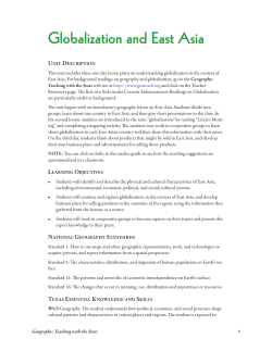 Globalization and East Asia - Geography: Teaching with the Stars