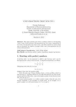UNIT FRACTIONS THAT SUM TO 1 1. Starting with perfect numbers