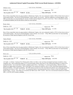 Authorized Federal Capital Prosecutions With Current Death